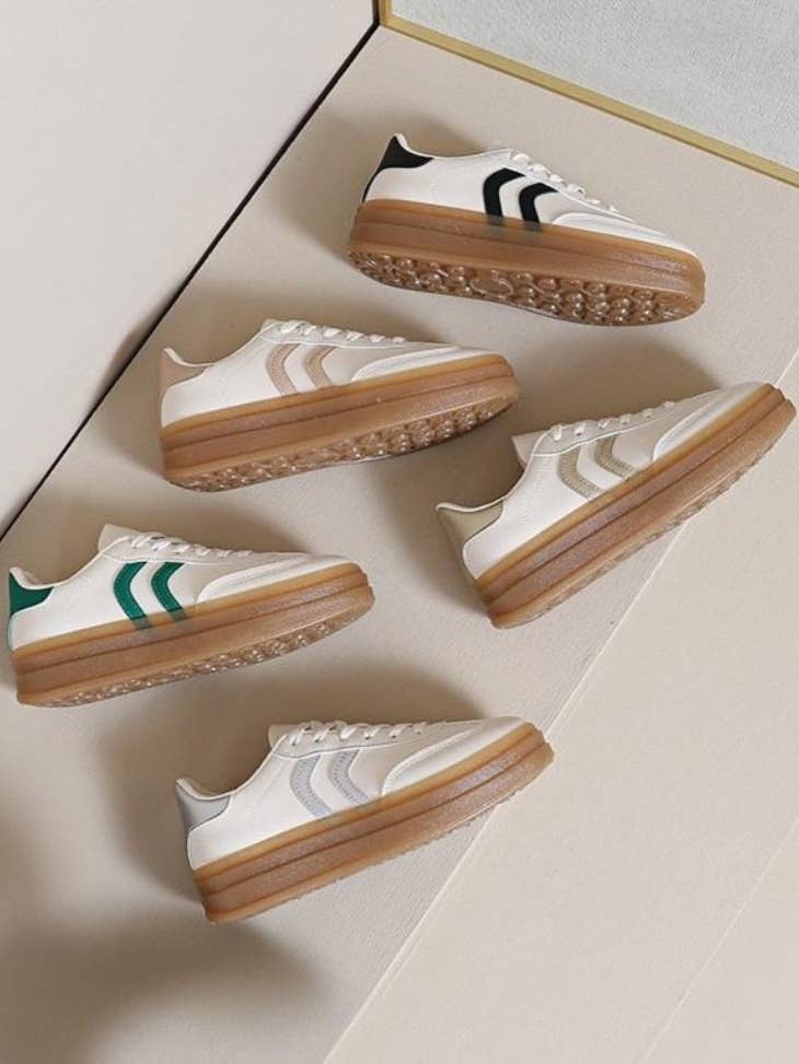 No Doubt Shoes – wholesale Lifestyle trainers – Women′s – WOMEN'S CURVE STRIPE THICK SOLE LACE UP SNEAKERS12