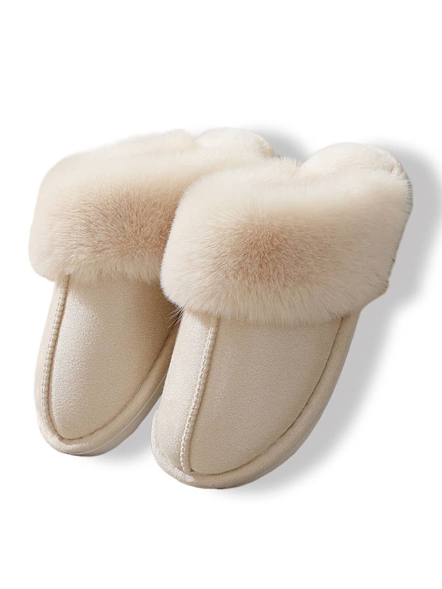 DOUBLJU - Wholesale Slippers - Women's - Winter Faux Fur-lined Home Warm Plush Slippers0