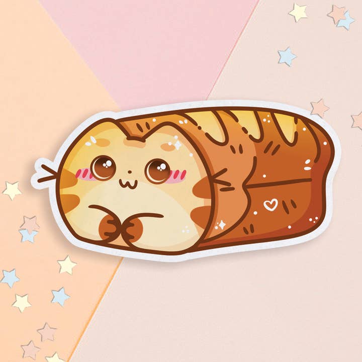 Cat Loaf Bread Cute Kawaii Sticker for wholesale by Chibi Cheeks Co