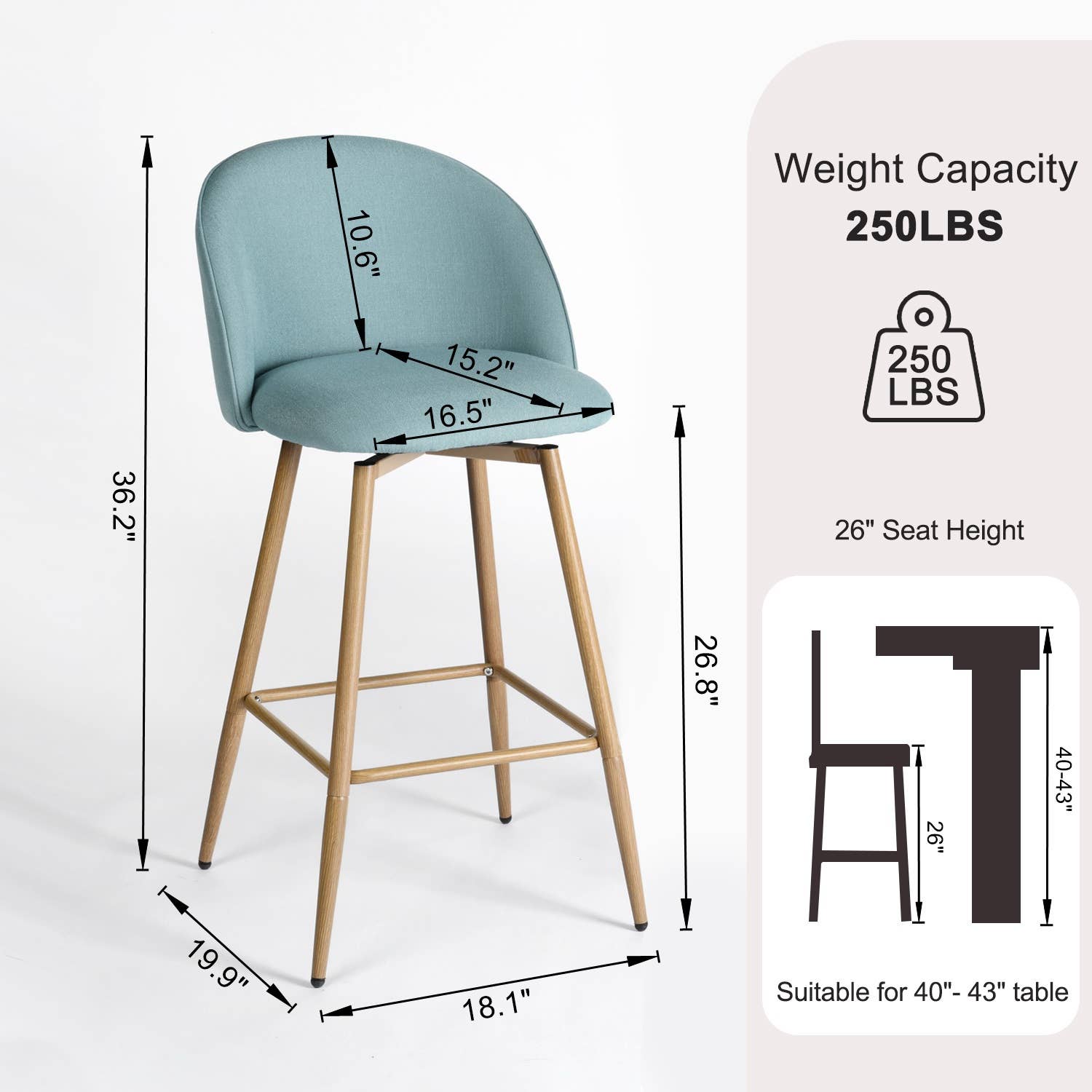 HOMYCASA DESIGN INC - Wholesale Stool - 26" Counter Bar Stools,Swivel, Beige/Gray/Blue13