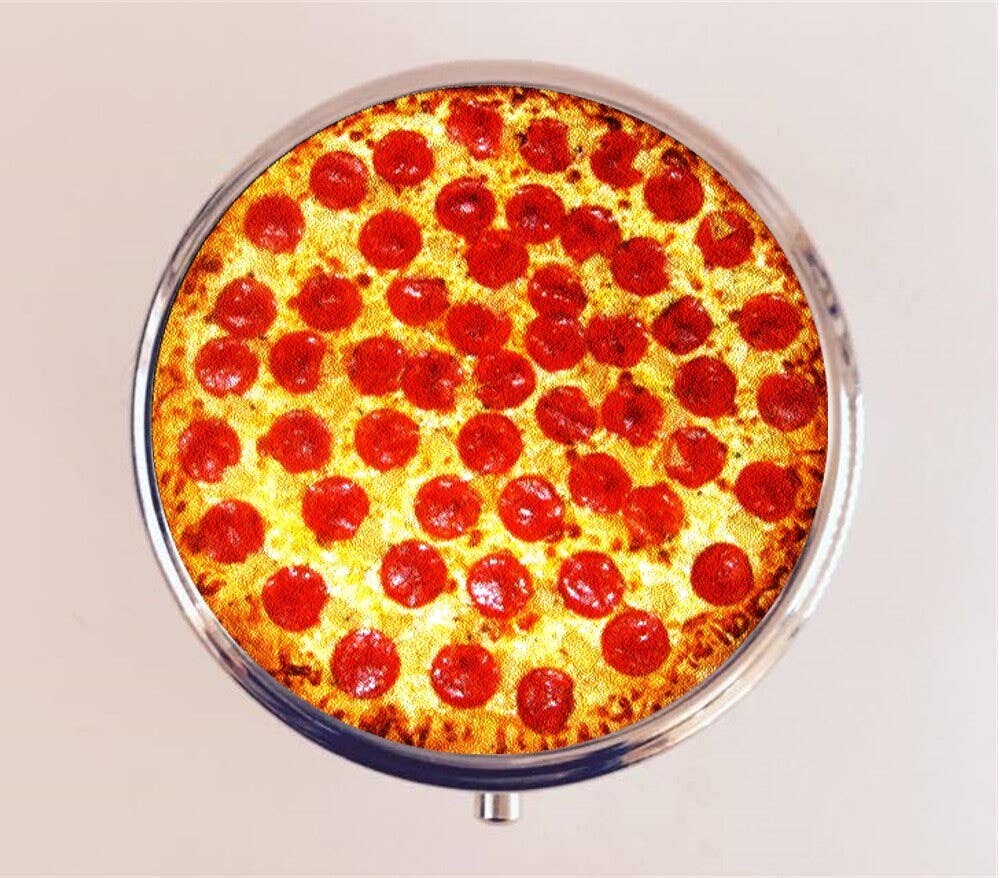 FringePop - Wholesale Pill Organizer - Pizza Pill Box Case Pillbox Holder Stash Trinket Box Pop Art Food0