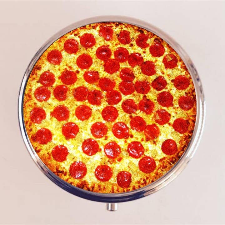 FringePop - Wholesale Pill Organizer - Pizza Pill Box Case Pillbox Holder Stash Trinket Box Pop Art Food