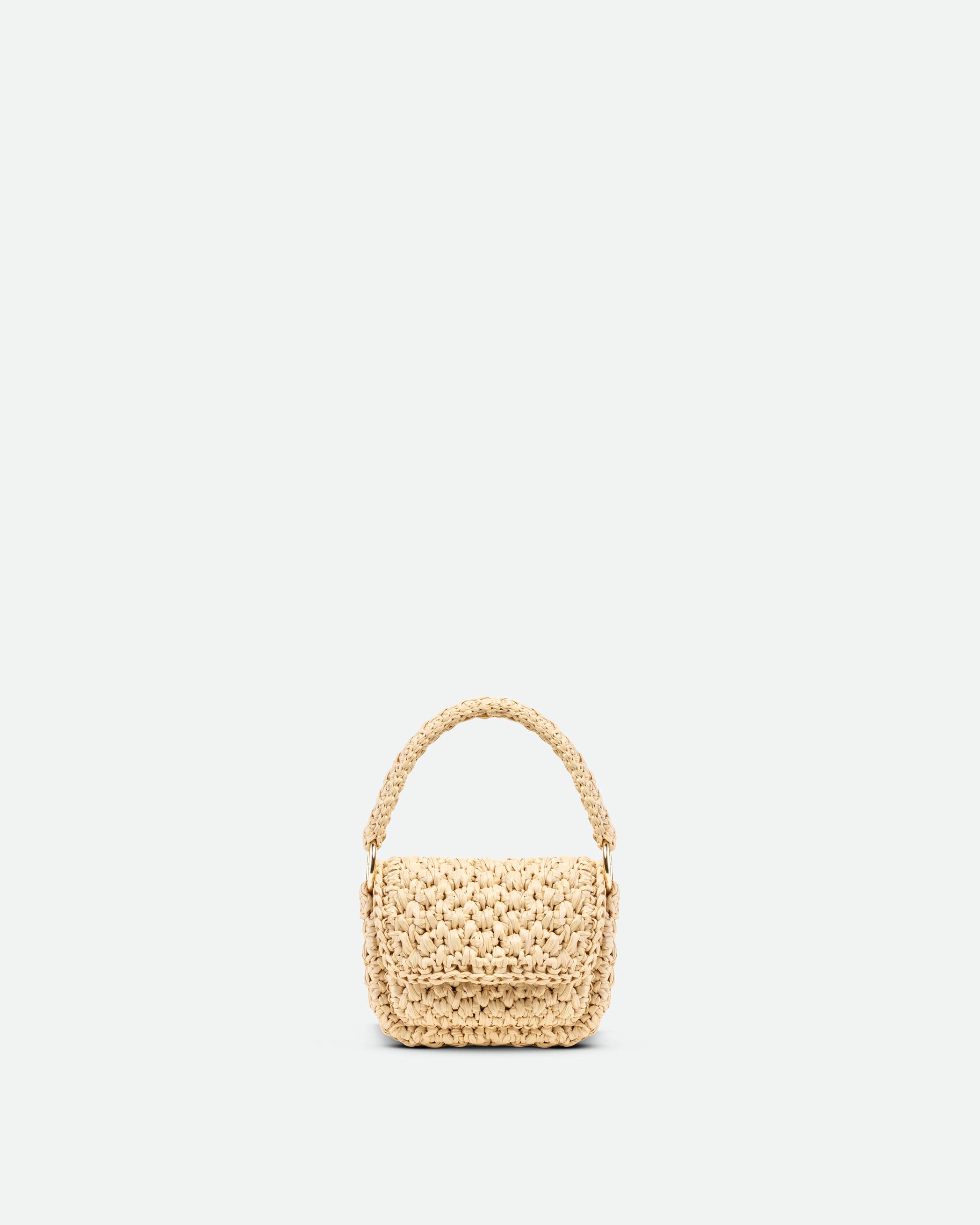 Yova - Vente Sac à main avec poignée sur le dessus – femme - Sac micro en raphia naturel
