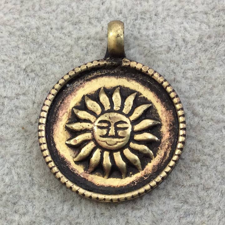 Sun Spirit Charm – Vintage Copper Coin Pendant for wholesale by Only Beads