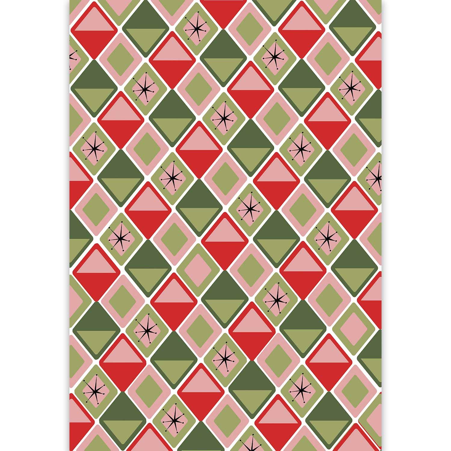Mod Lounge Paper Company - Wholesale Flat Wrap - Diamonds Geometric Mid Century Modern DOUBLE SIDED Gift Wrap5
