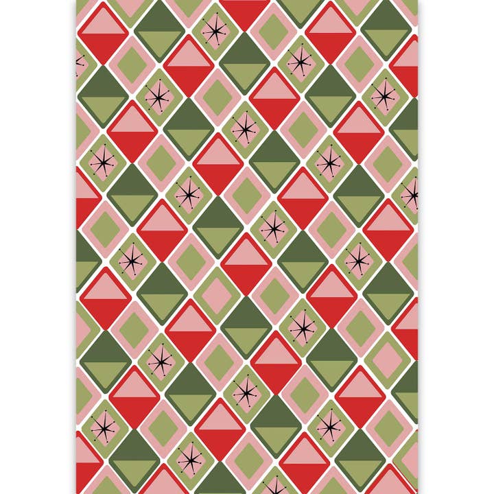 Mod Lounge Paper Company - Wholesale Flat Wrap - Diamonds Geometric Mid Century Modern DOUBLE SIDED Gift Wrap5