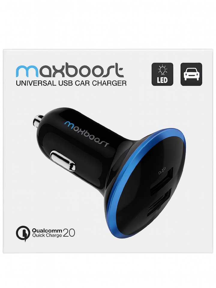 Maxboost Qualcomm Quick Dual USB Car Charger for wholesale by Mighty Wireless