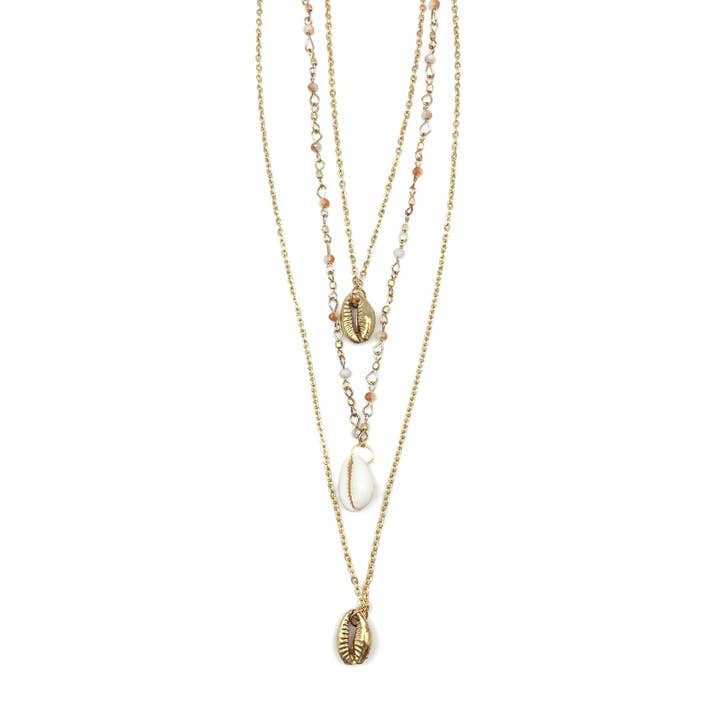 Anju Jewelry - Vendita all'ingrosso Collana con ciondolo/pendaglio - Collana Sachi Golden Coastline Collection - conchiglie a 3 strati0