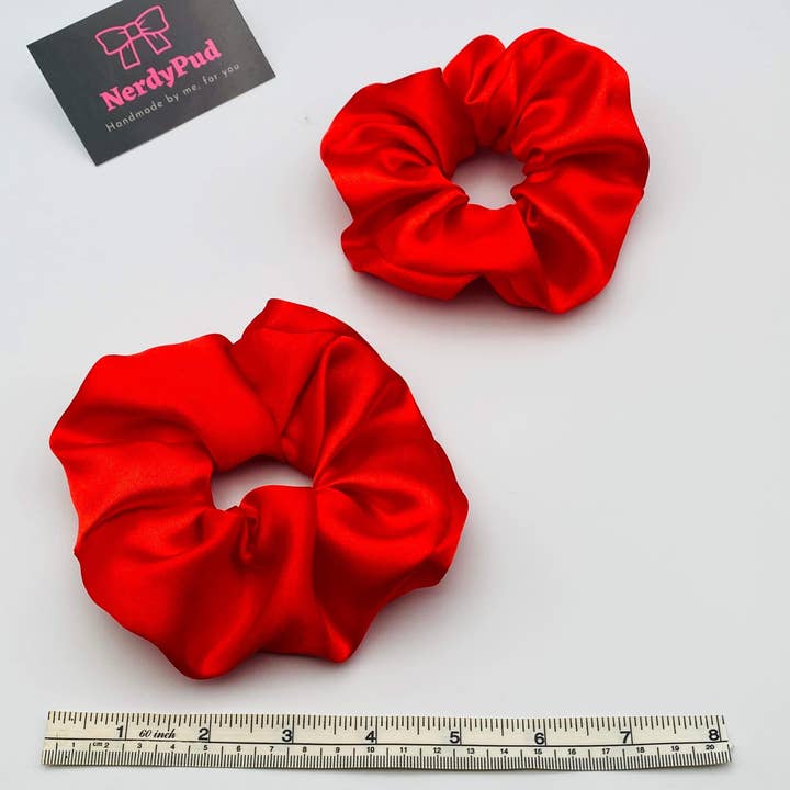 NerdyPud - Wholesale Scrunchie - Women's - Red Satin Scrunchie1