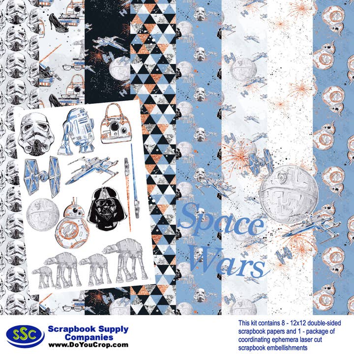 Space Wars 12 x 12 Scrapbook Paper & Embellishment Kit by SSC Designs - 3 Kits for wholesale by SSC Wholesale