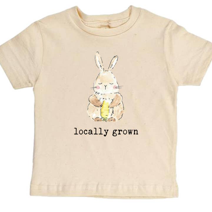 Camiseta orgánica de manga corta conejito «Localmente Grown» para venta al por mayor de House Of Luna