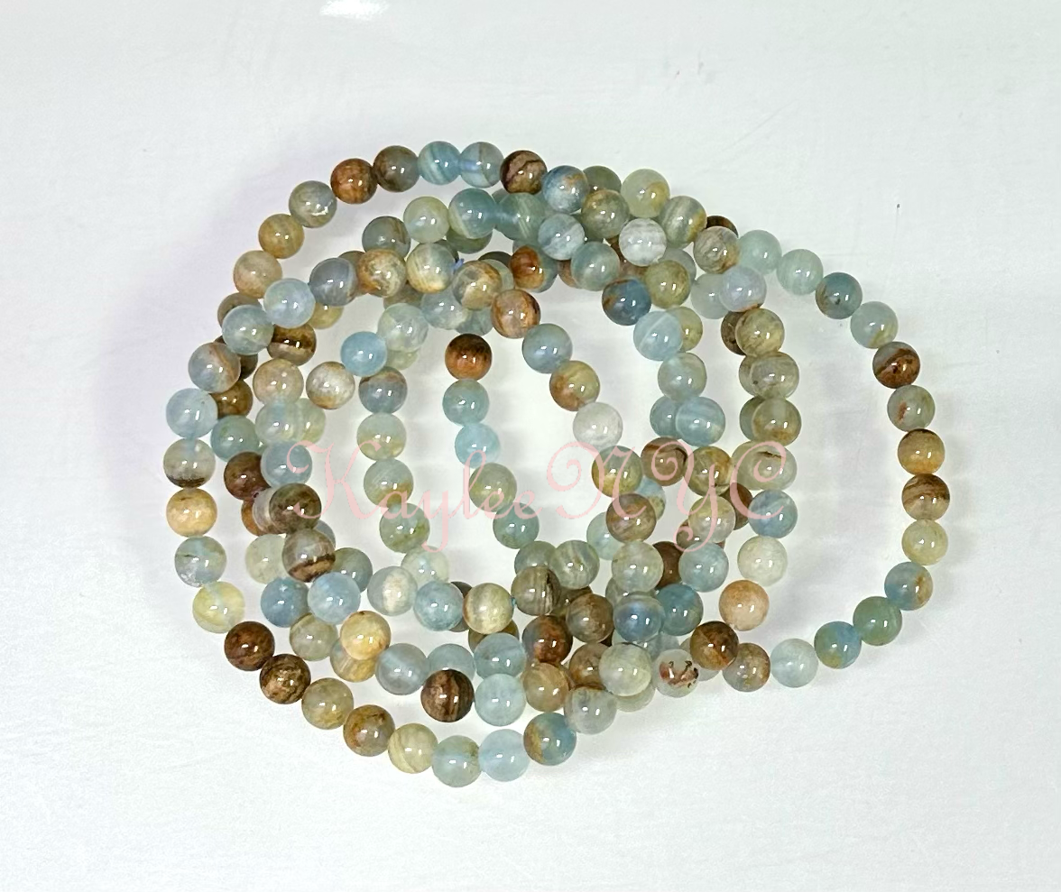 KayleeNYC - Wholesale Beaded Bracelet - ~5.5mm Aquatine Lemurian Calcite 7.5" Stretch Bracelet1