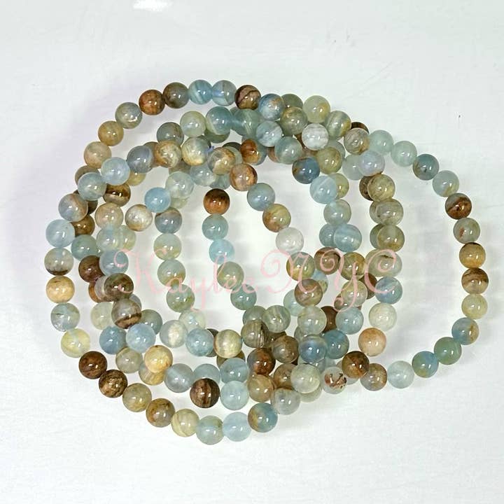 KayleeNYC - Wholesale Beaded Bracelet - ~5.5mm Aquatine Lemurian Calcite 7.5" Stretch Bracelet1