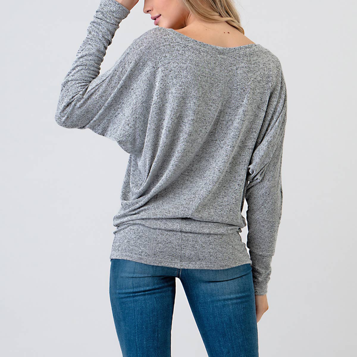 Heimious - Vente Haut en maille – femme - Haut en tricot Hacci à manches longues et col rond à manches Dolman, 270136