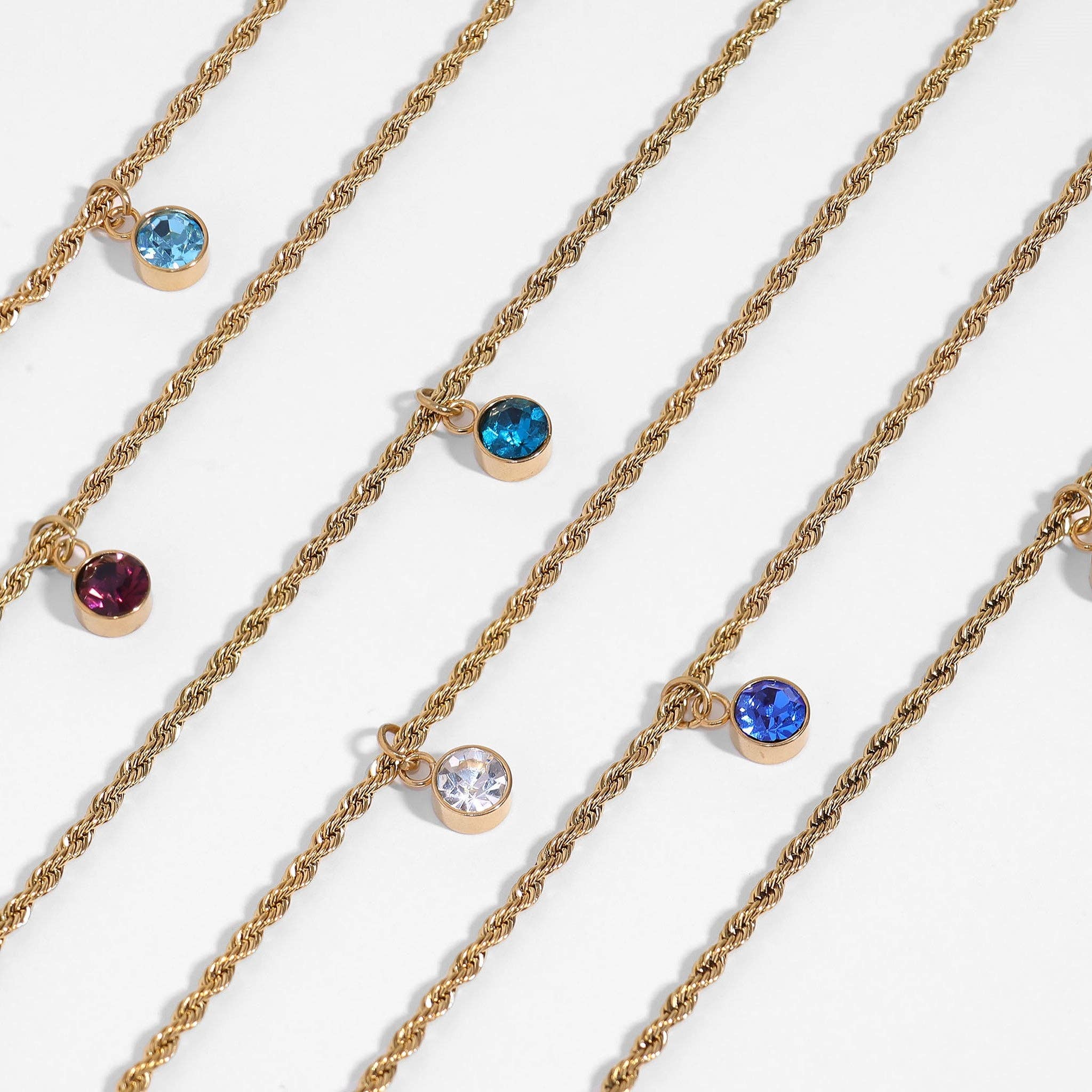 WJW - Wholesale Individual Charm/Pendant - 18K Gold PVD Cubic Zirconia Birthstone Charm2