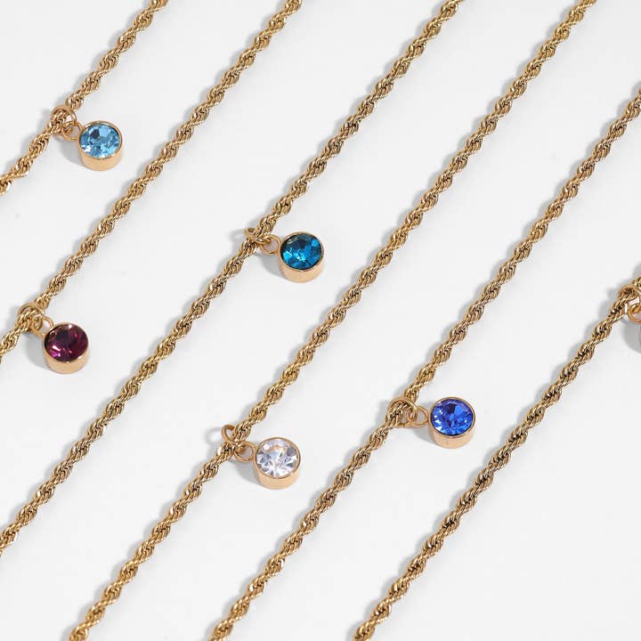 WJW - Wholesale Individual Charm/Pendant - 18K Gold PVD Cubic Zirconia Birthstone Charm2