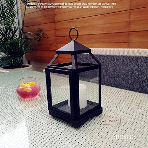 Hosley - Wholesale Lantern - Hosley® Set of 2,Iron Lanter Brown with Clear Glass 12.13IN1
