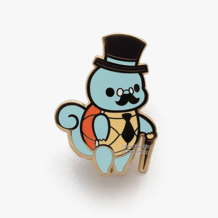 Squiretle Pin (1.5") for wholesale by Geoffrey Siu Art LLC