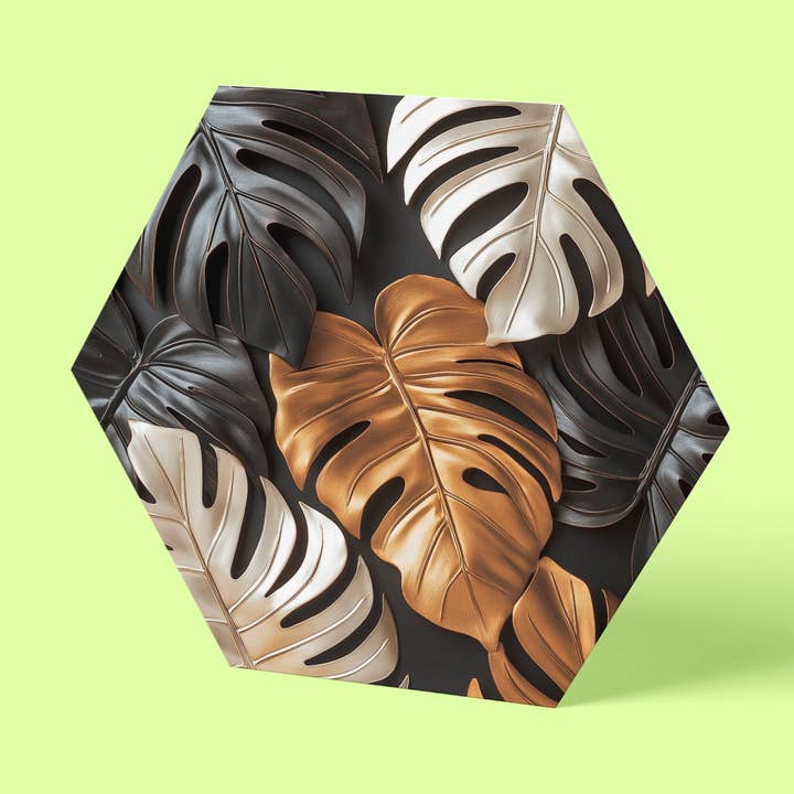 Monstera Hexagon Wandbild für den Großhandel von reetro