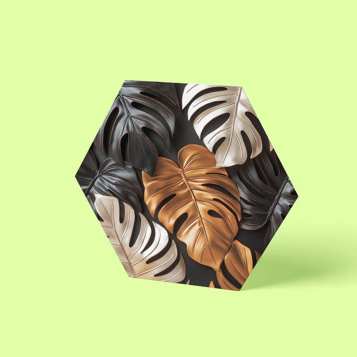 Quadro Hexágono Monstera por atacado de reetro