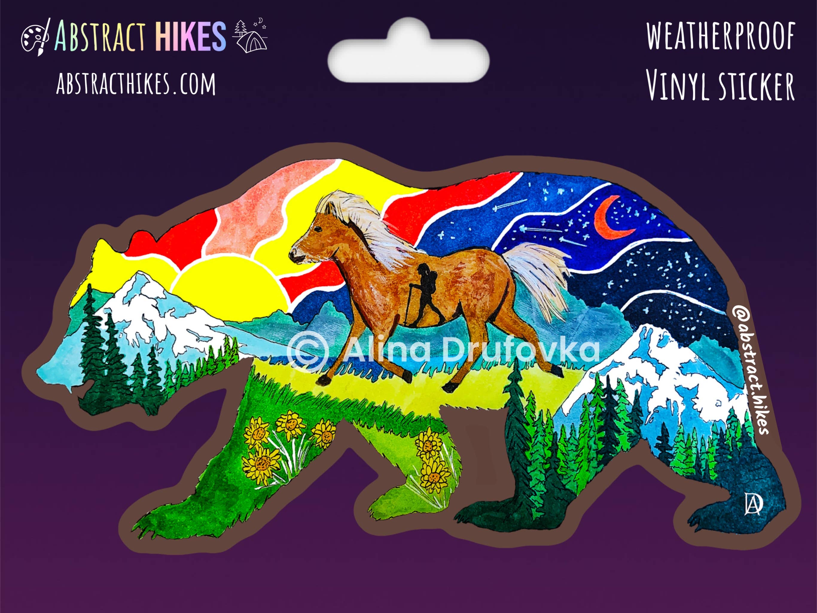 Abstract Hikes - Wholesale Sticker - Hiking Sticker: "Pony Bear"7