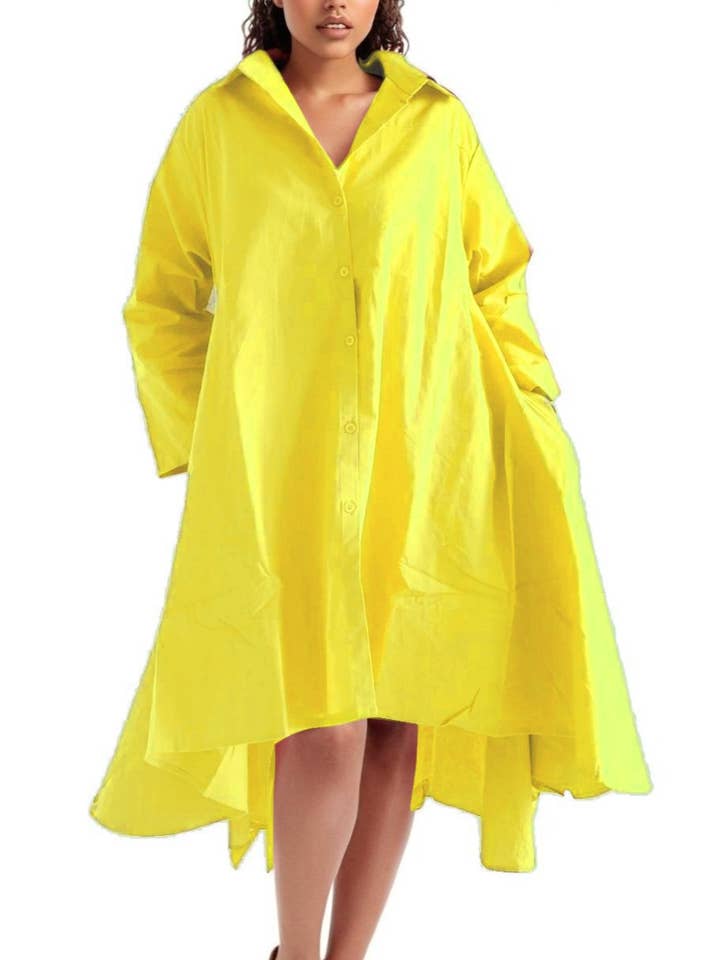 R-8181 100% Cotton High-Low Shirt Dress for wholesale by Advance Fashion