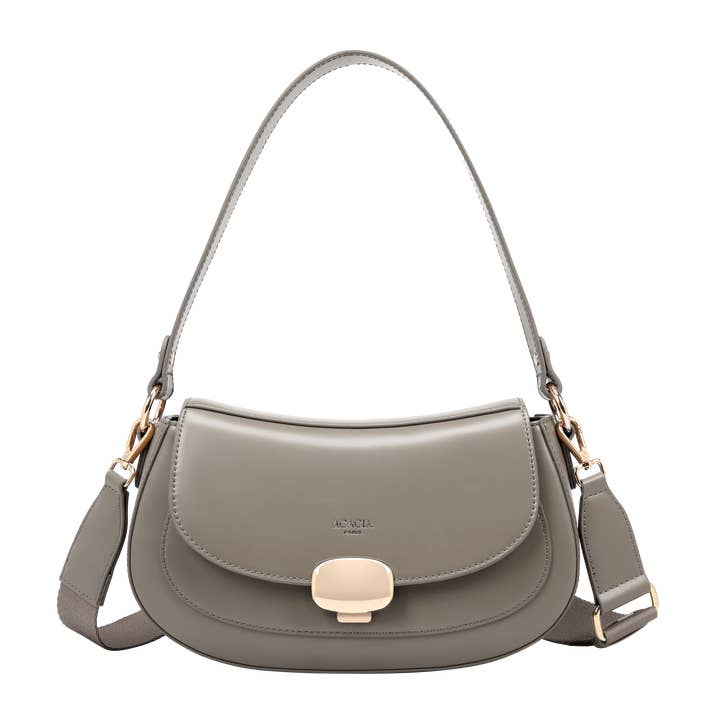 Grace Dark Grey Gold Clasp Saddle Bag for wholesale by ACACIA(Formerly OLA)