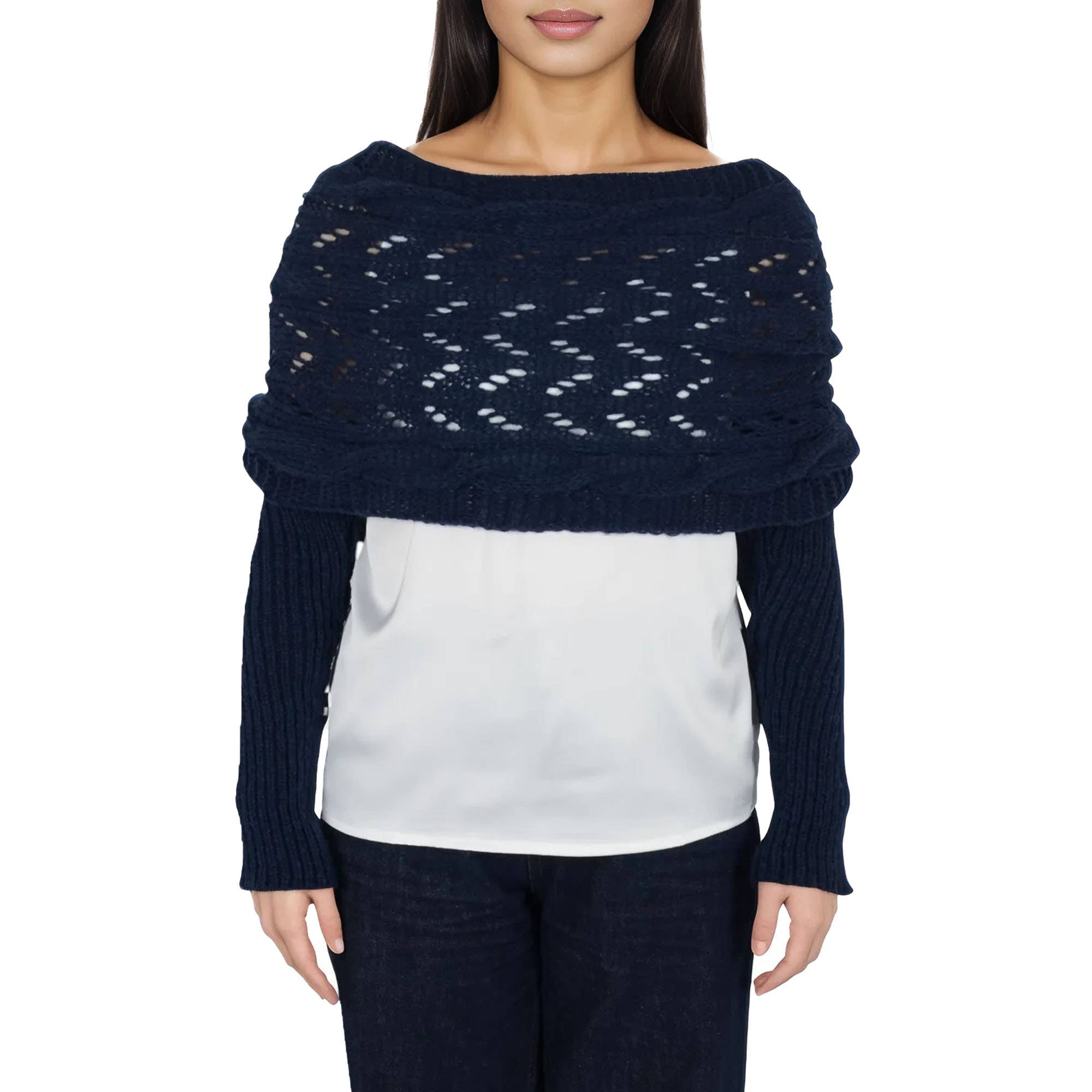 AK Brand – Engroshandel Tørklæde - Dame – Ensfarvet hæklet strikket kabeltørklæde trøjeomslag22