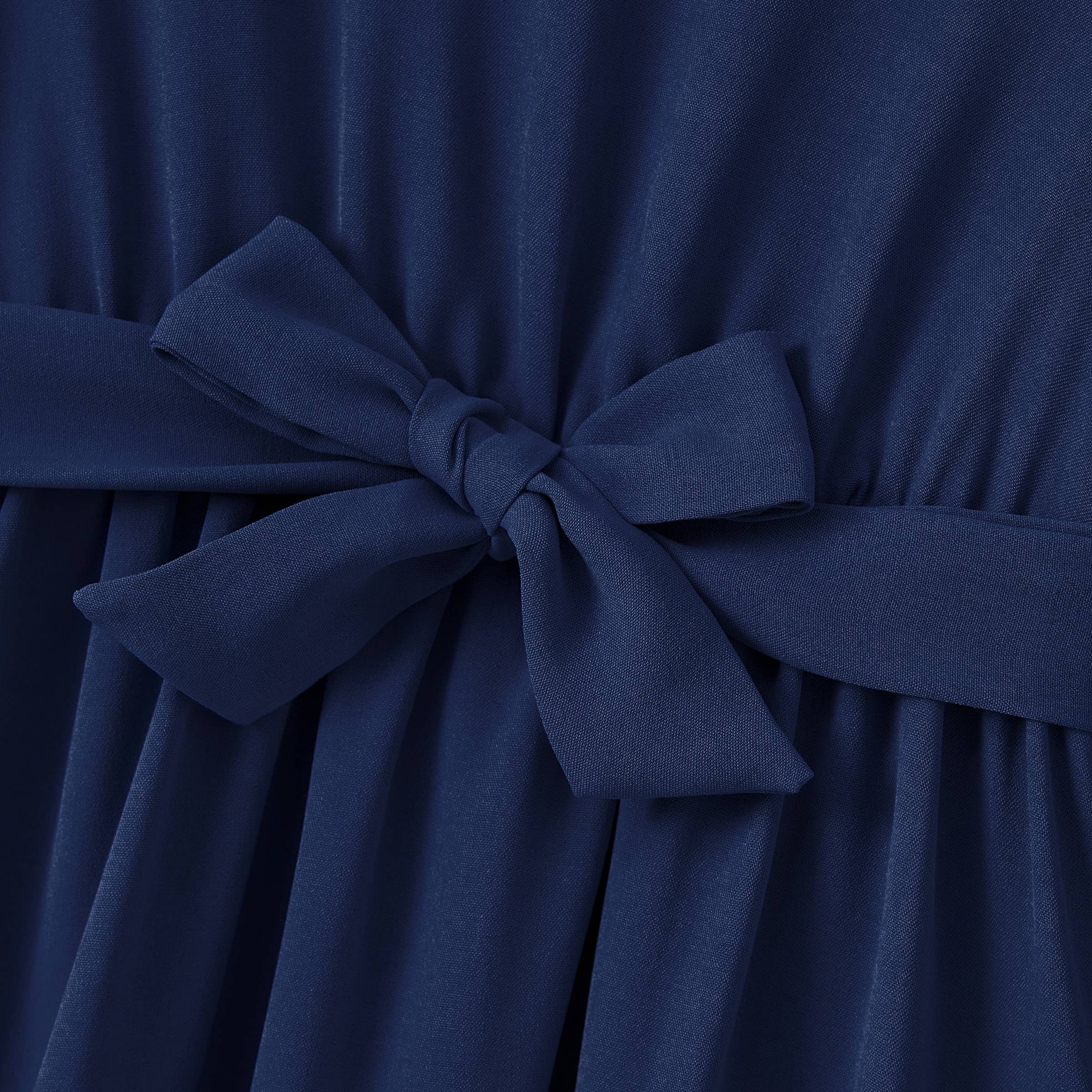 azul/negro Conjunto de Vestidos a Juego Azul Marino para Mamá e Hija Midi y Pelele de venta al por mayor en Faire1