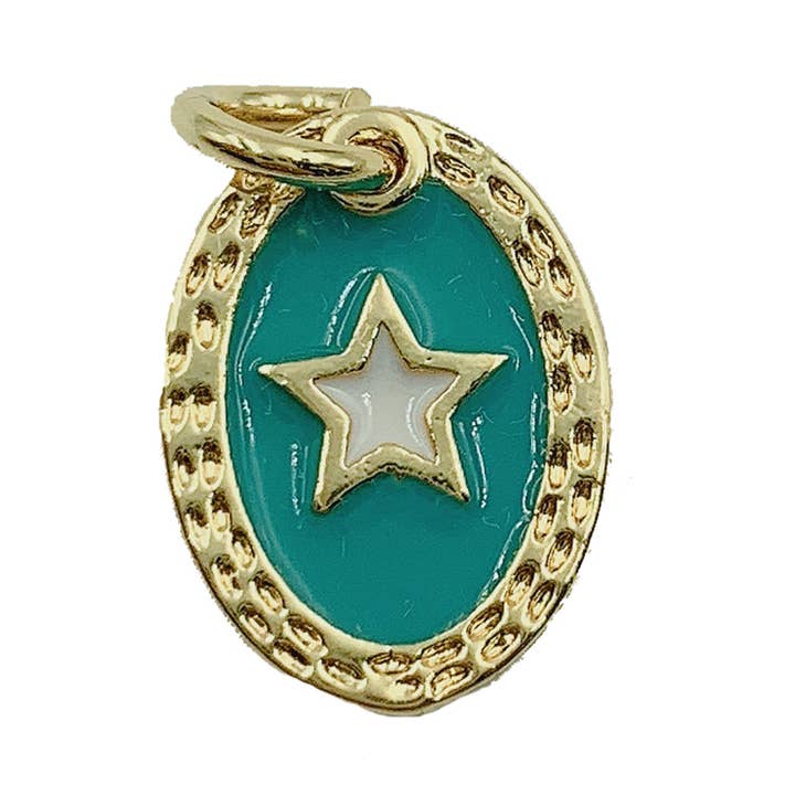 Green Enamel Star Charm Pendant in Gold Filled, CP909 for wholesale by Beads Creation