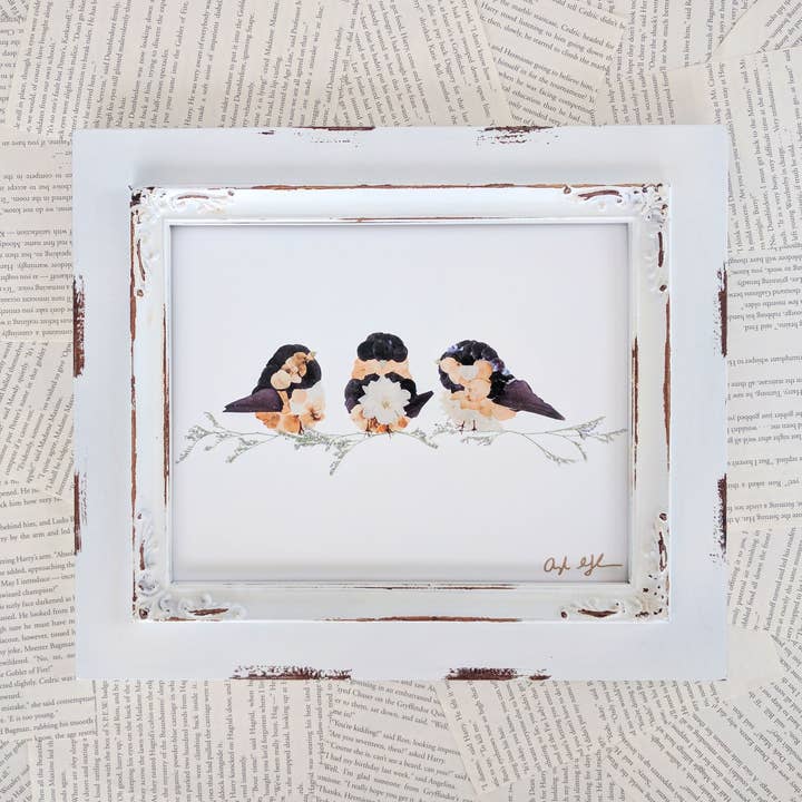 Oxeye Floral Co. - Wholesale Art Print - Chickadees Print | Pressed Floral Art