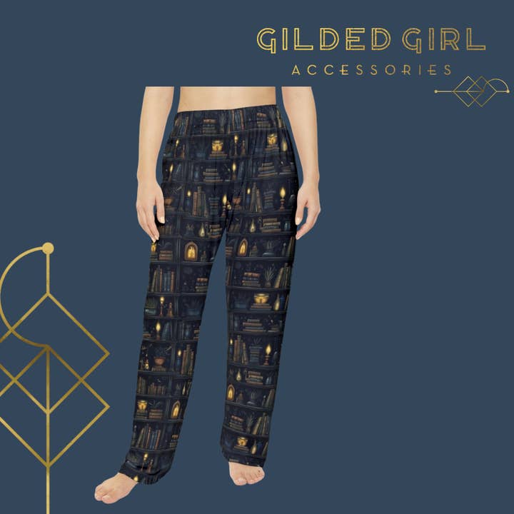 Moralisch Grauer Buchclub Pyjamahosen - Größen bis 4XL Bibliotheksdruck Pyjamahosen für Frauen, Entspannende Loungewear, Perfektes Geschenk für Buchliebhaber, Nachtwäsche für den Großhandel von Gilded Girl Accessories