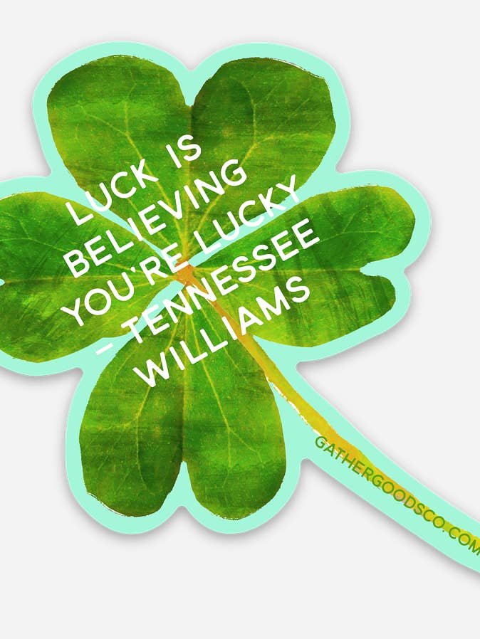 Four Leaf Clover, Good Luck, Lucky Sticker for wholesale by Gather Goods Co - Cards, Coasters, Tea Towels, Art, Mugs