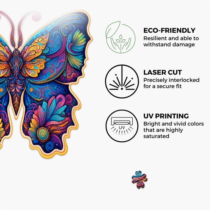 Crafthub - Wholesale Puzzle - Adult - Charming Butterfly Wooden Jigsaw Puzzle - Artistic2