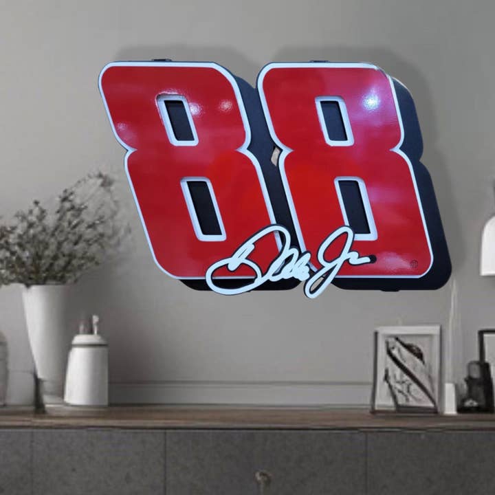 Premier Dale Earnhardt Jr. Red #88 3D Signature for wholesale by Premier Metal Art
