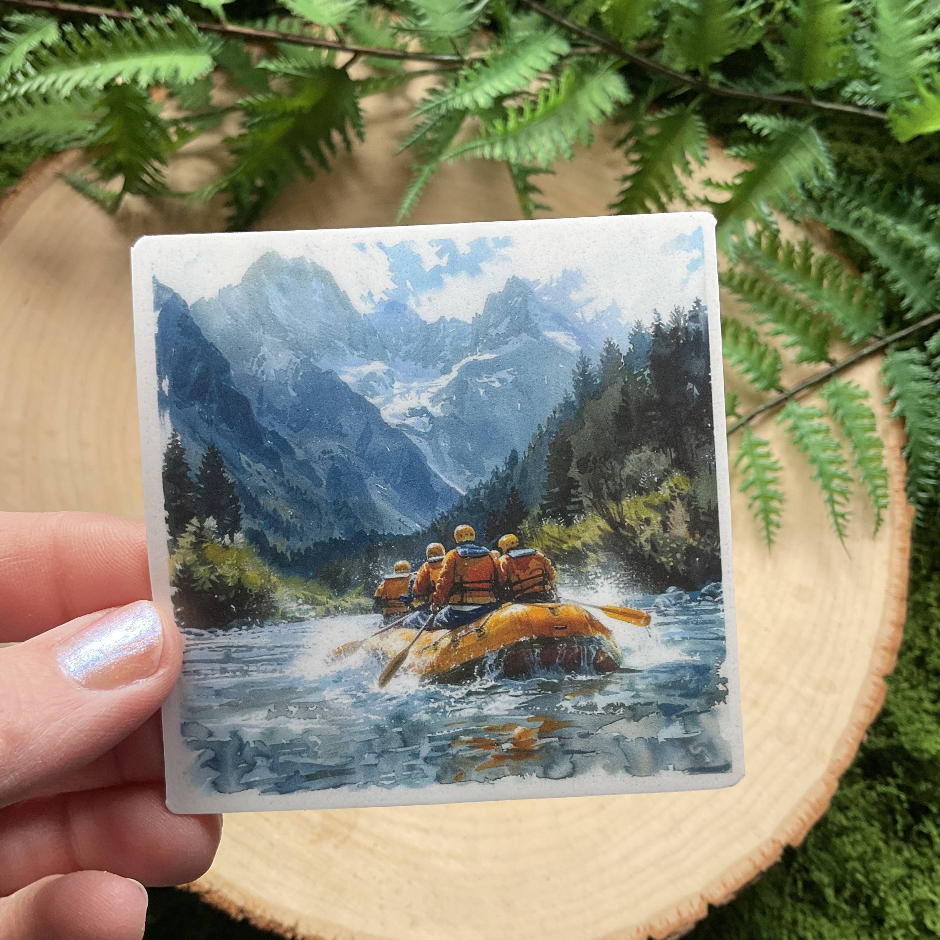 National Parks and Beyond - Wholesale Phone & Laptop Stickers - Rafters Floating Down the River Rapids 3" Vinyl Sticker4