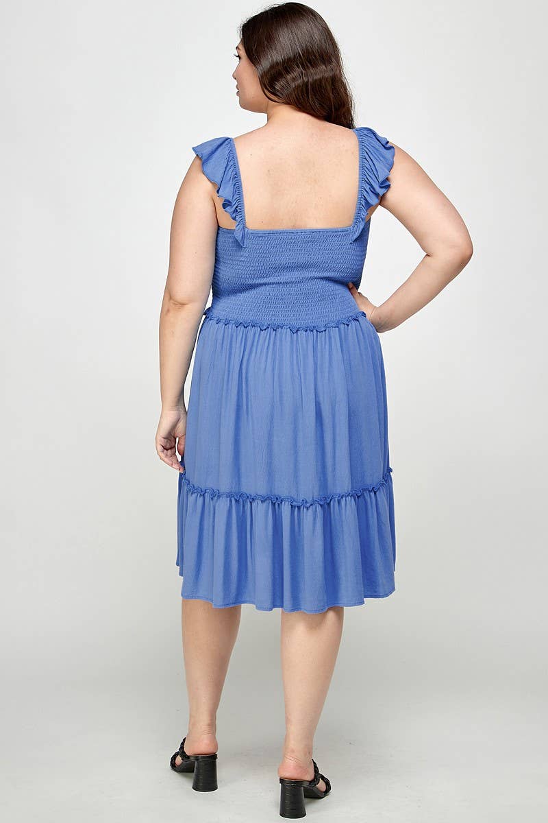 Haute Fox Plus Size & Contemporary - Vente Robe – femme - Robe midi smockée à plusieurs niveaux SS2308P-D9