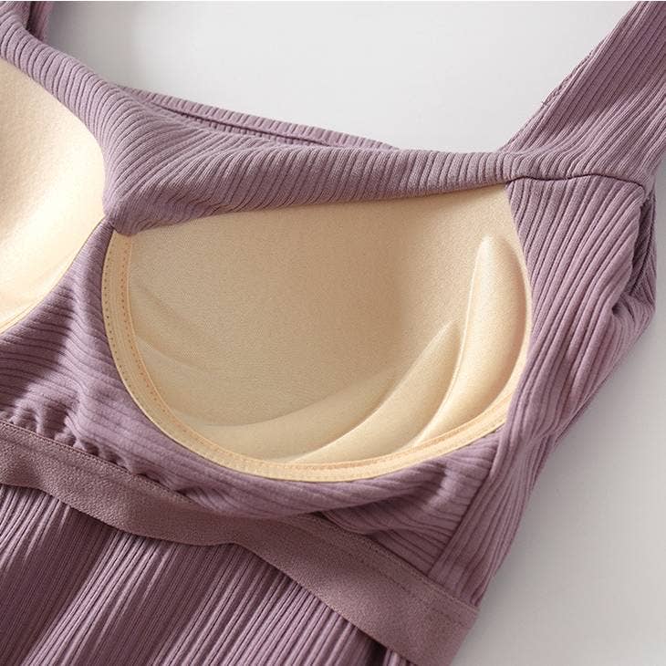 HIDDENBRAND - Wholesale Tank Top - Women's - Basic Essential cotton square neck rib tank top w self bra16