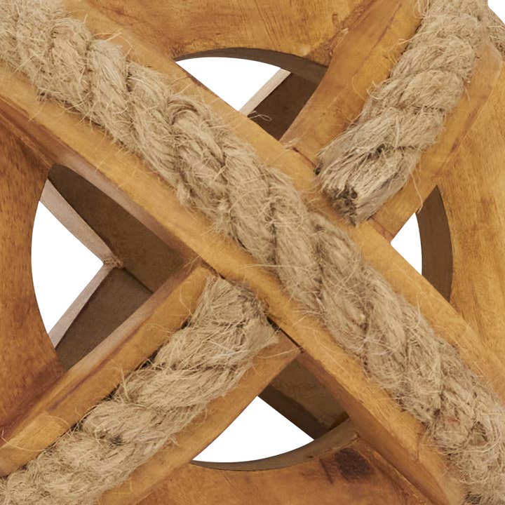 Saro Lifestyle - Wholesale Decorative Tabletop Object - Natural Wooden Rope Decorative Orb