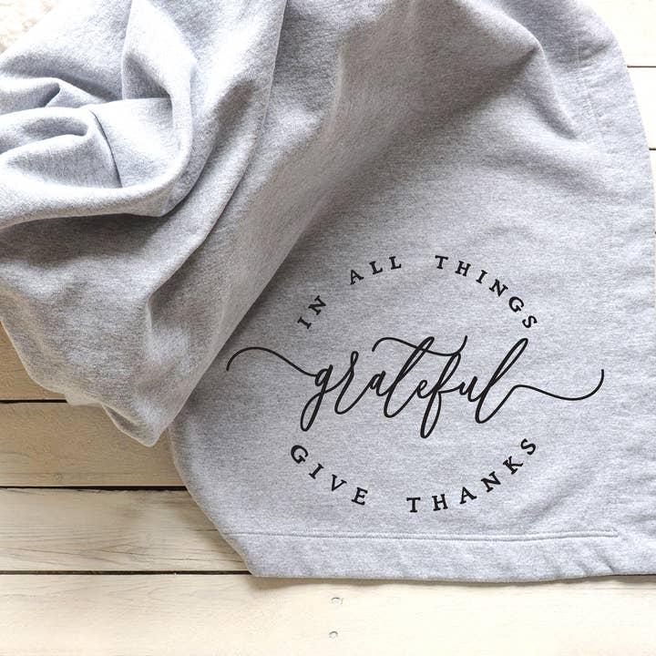 Grateful Give Thanks Throw Blanket for wholesale by Perfect Day Print Co