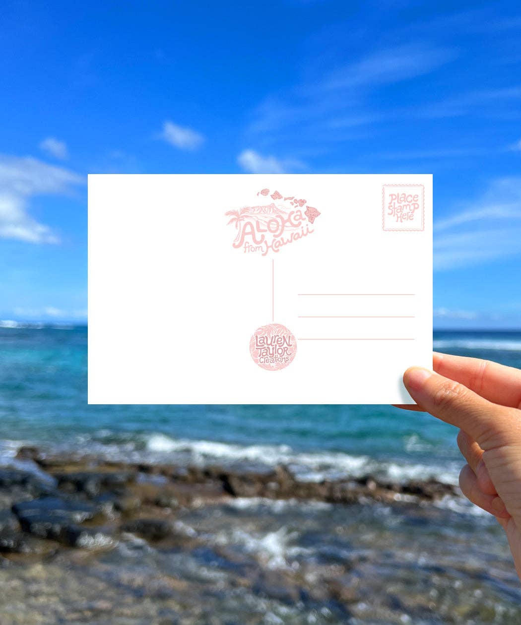 Lauren Taylor Creations - Wholesale Postcard - HAWAIIAN ISLANDS MAP POSTCARD - HAWAII BACK1