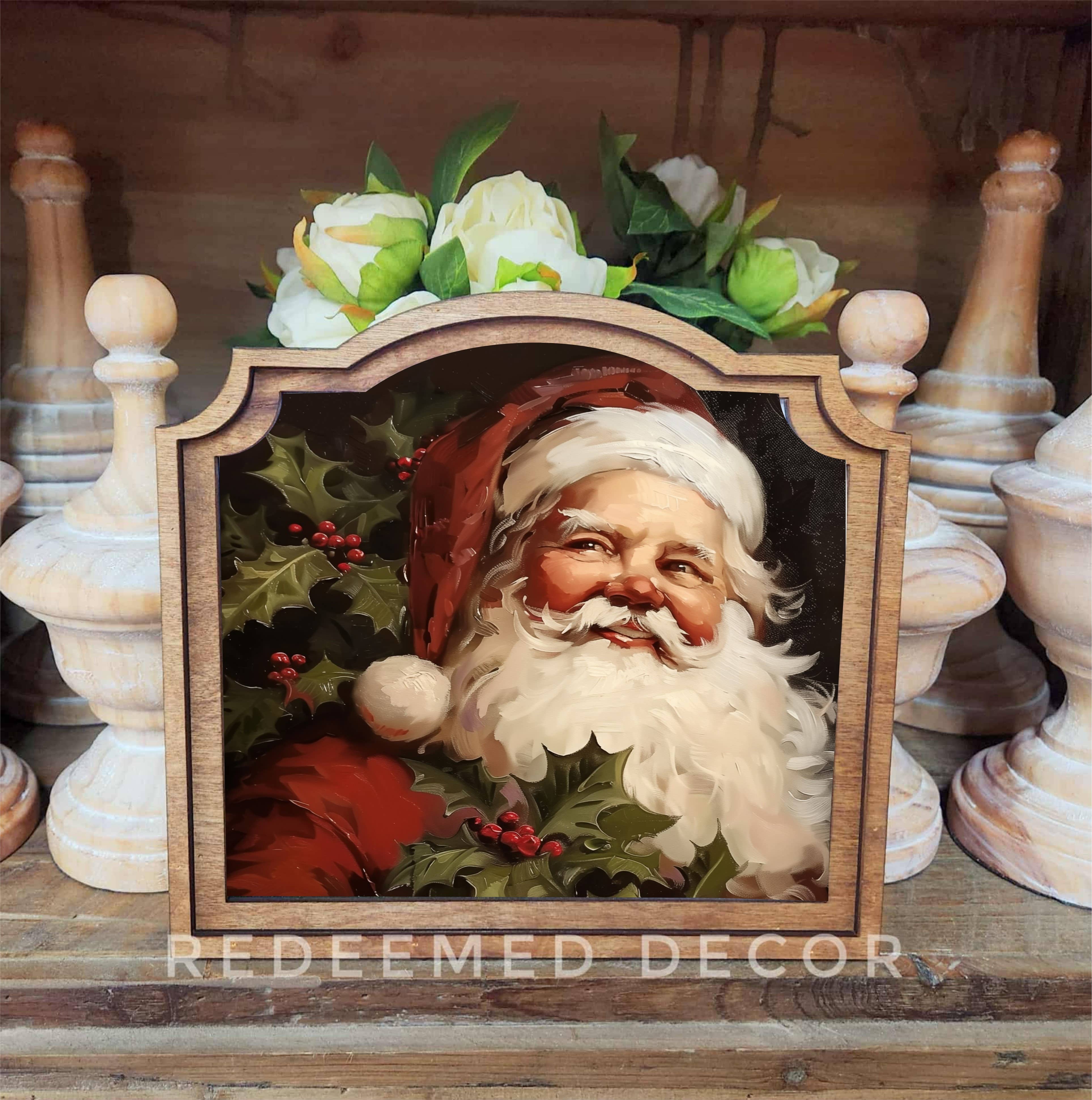 Redeemed Decor – wholesale Dekorativt bordsobjekt – Provinsiell vintage tomte inramad konst
