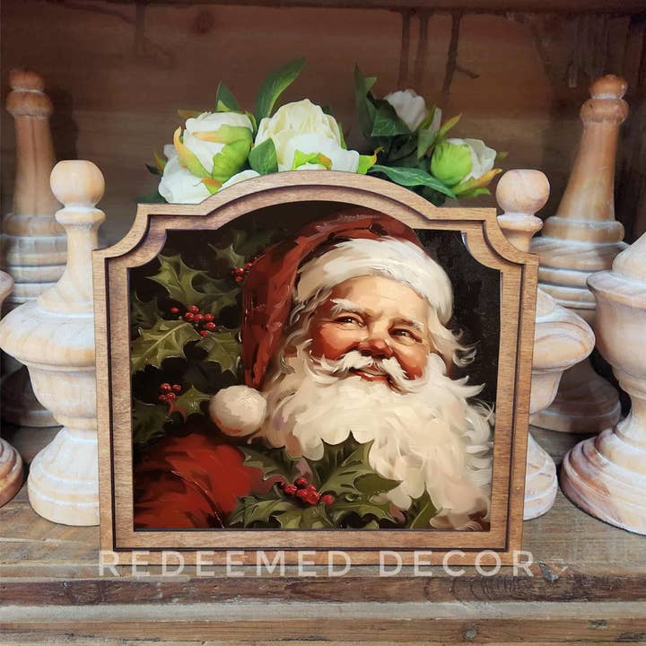 Redeemed Decor - Wholesale Decorative Tabletop Object - Provincial Vintage Santa Framed Art