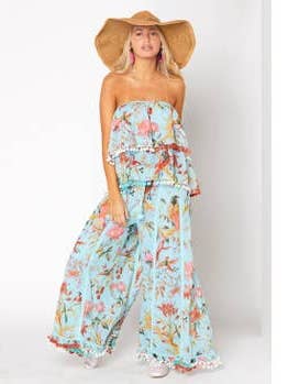 Imprimé oiseau, ensemble pantalon, 3 couleurs pour la vente par Ranee's