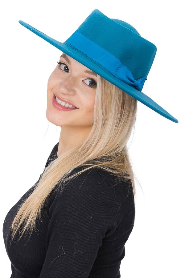 Cap Zone – wholesale Fedora - Dam – Wide Brim Bolero Faux Filt Pork Pie Crown Hat2