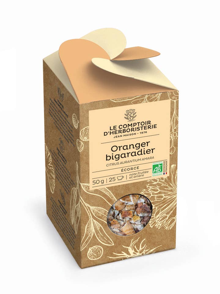INFUSO BIOLOGICO DI ARANCIA E SCORZA DI ARANCIA AMARA 50G per la vendita all'ingrosso da parte di LE COMPTOIR D'HERBORISTERIE