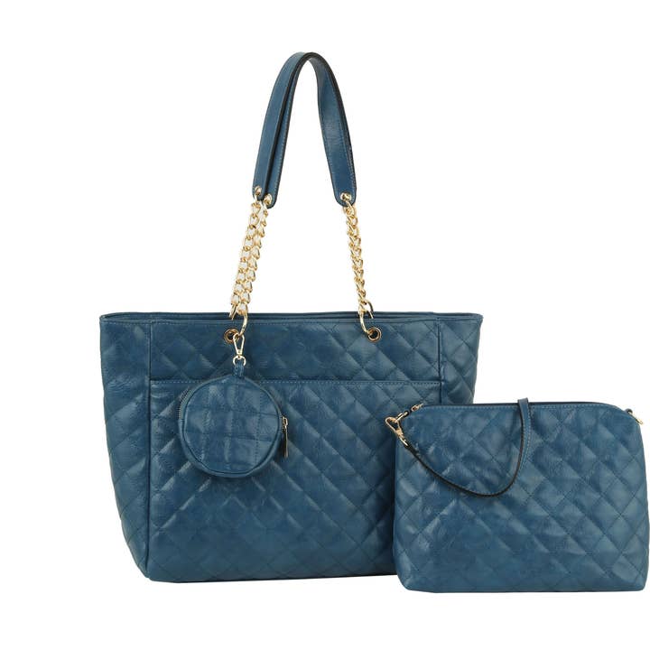 Fashion Quilted Three pieces Set Large Tote for wholesale by Handbag Factory Corp