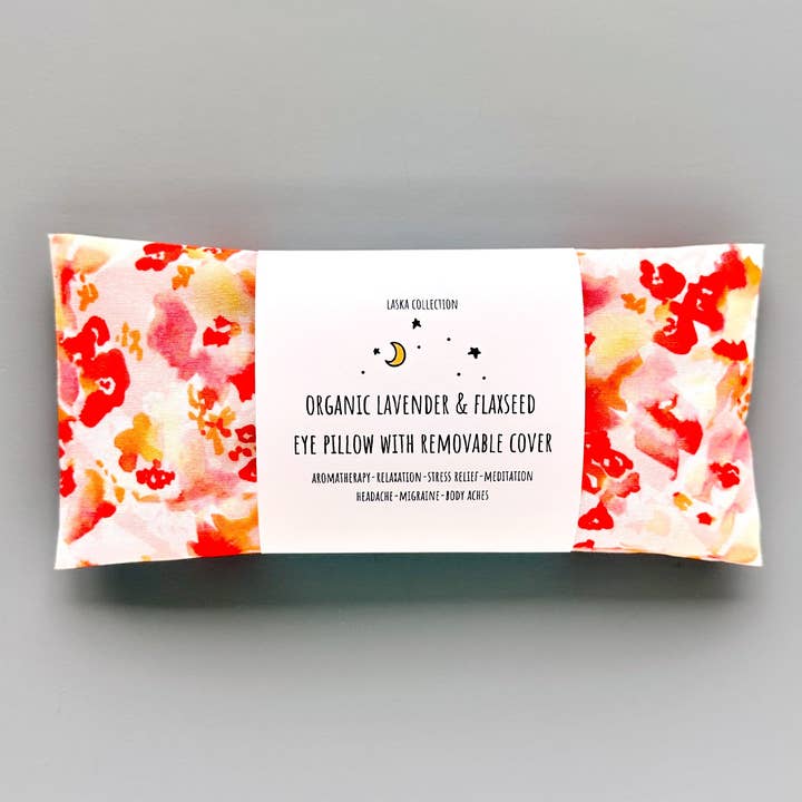 Flaxseed Eye Pillow w/ Removable Cover - Watercolor Floral for wholesale by Laska Collection