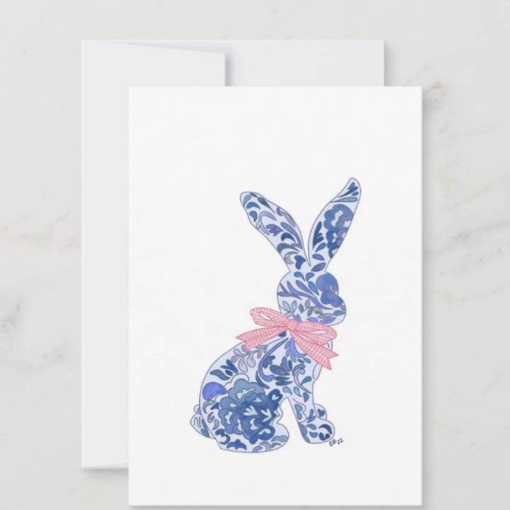 Blue and White Bunny Card Set for wholesale by Ethel B Designs