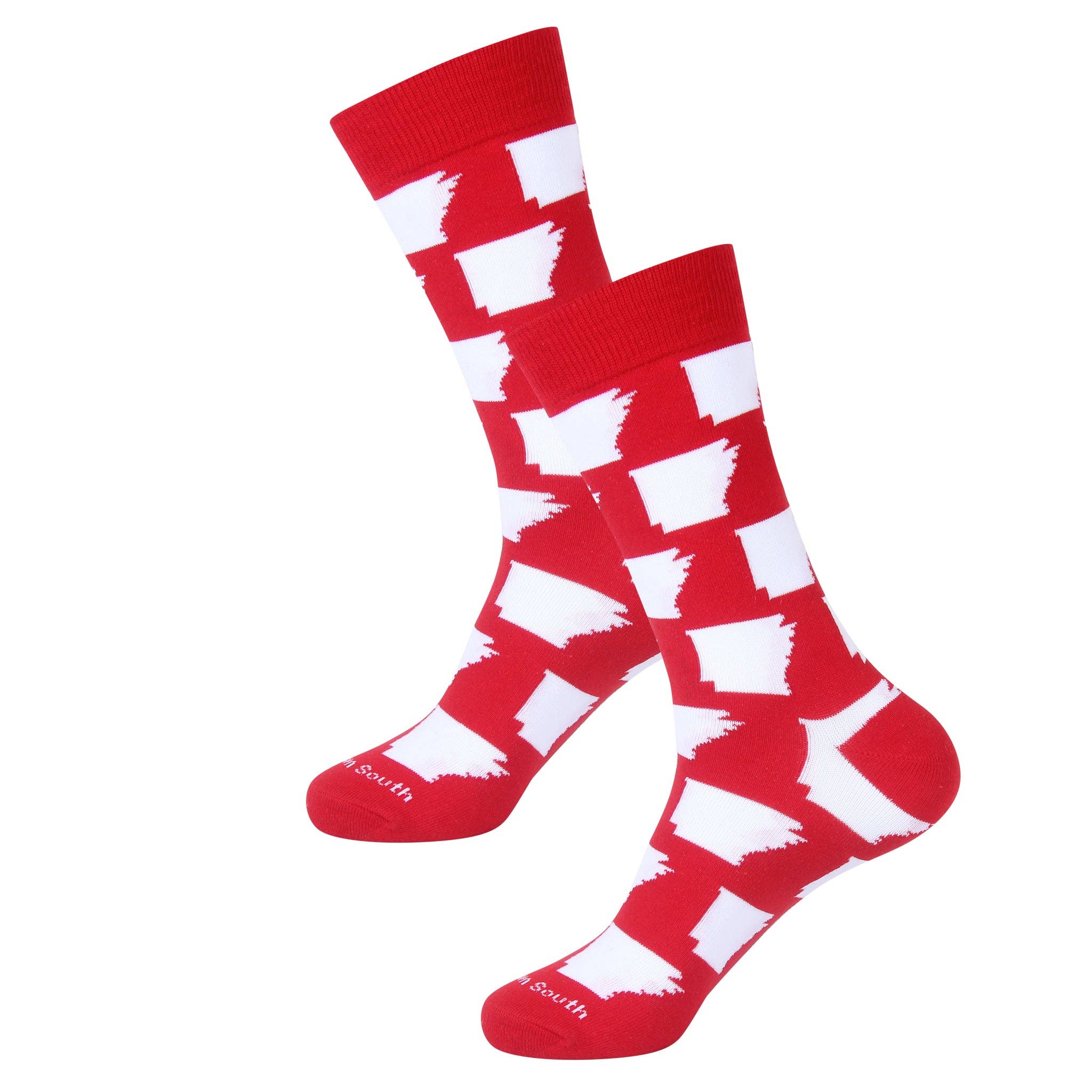 Barrel Down South - Wholesale Socks - Men's - Red/White Arkansas Shape Socks1